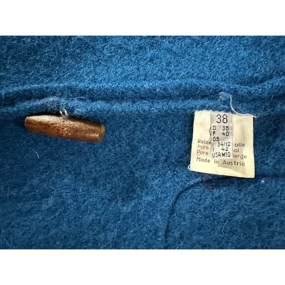Giesswein Boiled wool long coat color blue size 38 EU / 6 US Vtg made Austria - Picture 2 of 7